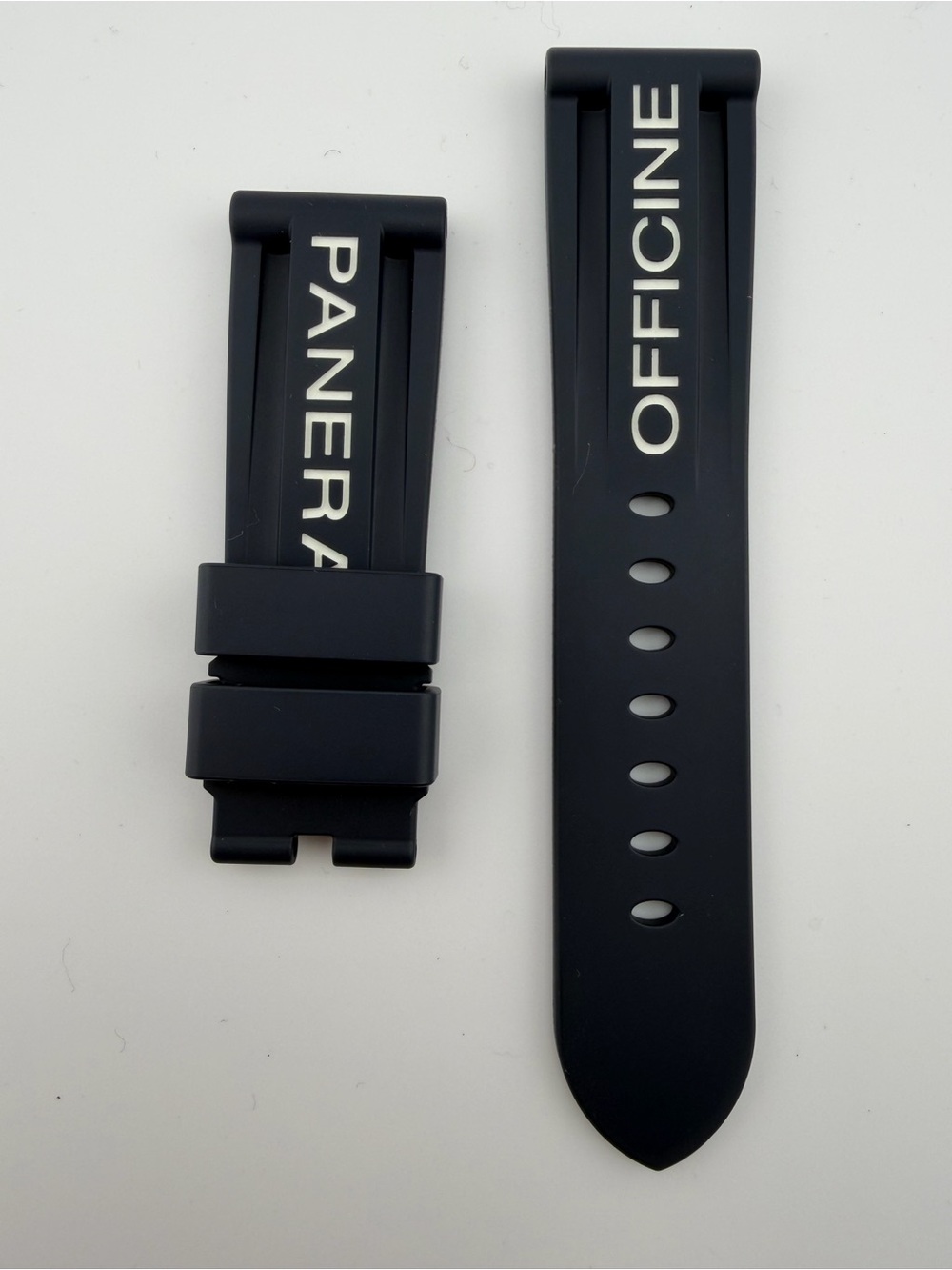 Panerai Dark Navy 24mm FKM strap with lumed logo - NEW